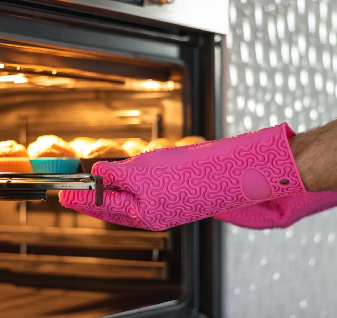 Kochblume Silikon Topfhandschuhe 2-tlg. Violett Hitzebeständig 230°C