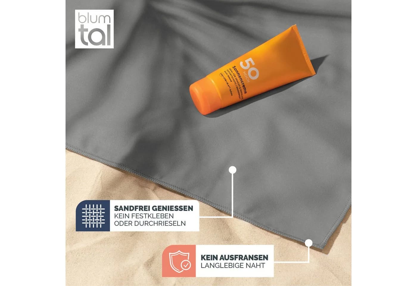 Blumtal Sporthandtuch Mikrofaser Set Grau Ultraleicht & Schnelltrocknend