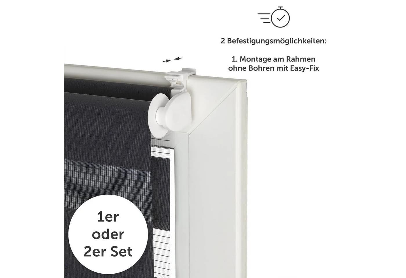 Blumtal Doppelrollo Klemmfix Fenster ohne Bohren Verdunkelung Beige/Weiss