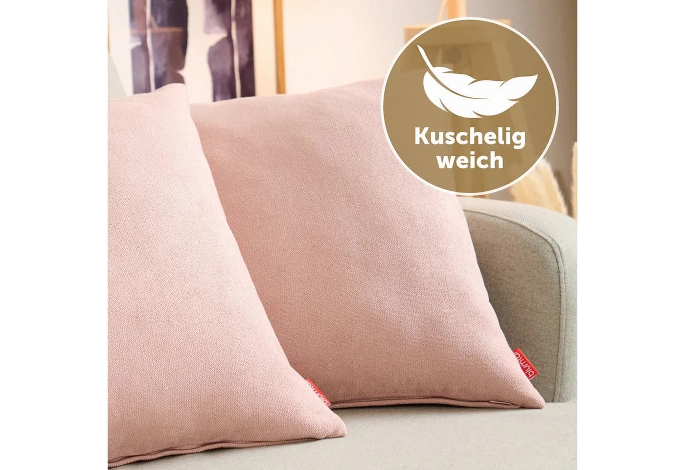 Blumtal Kissenbezug Chenille 2er Set Rosa Versteckter Reißverschluss