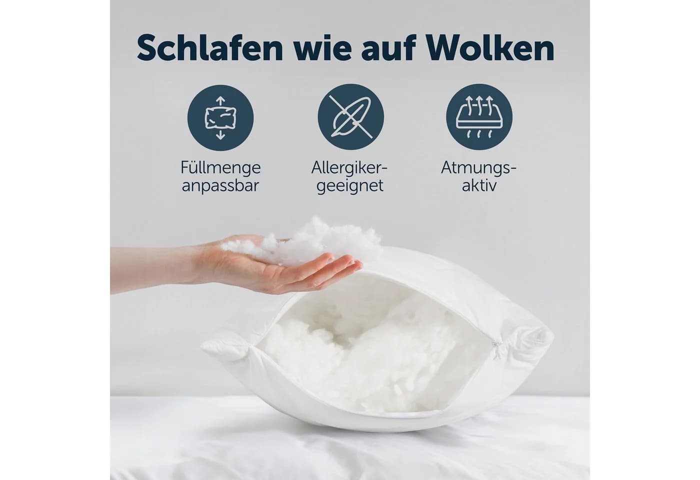 Blumtal Seitenschläferkissen Oeko Tex zertifiziertes Kissen mit anpassbarer Füllung