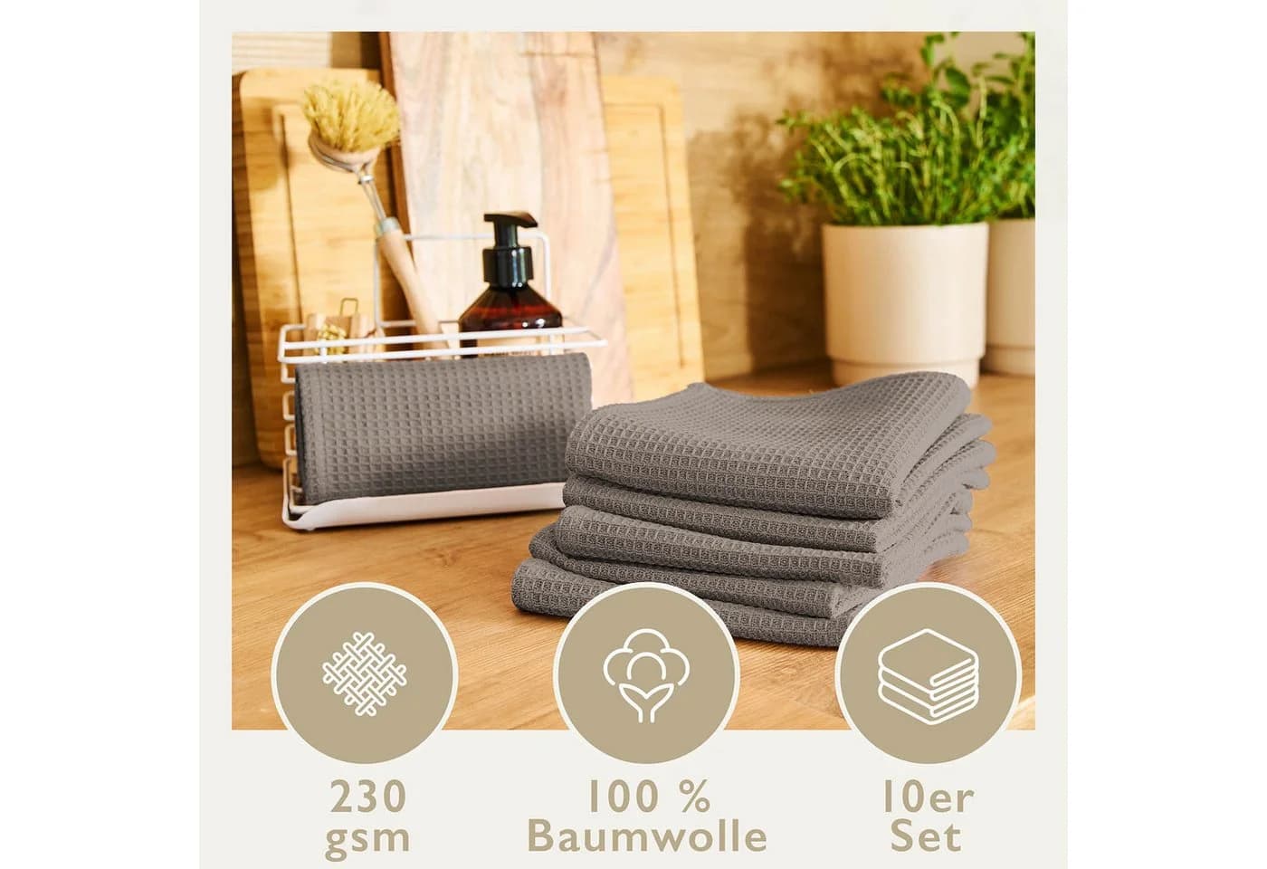 Blumtal Geschirrtuch-Set 10-tlg. 100% Baumwolle