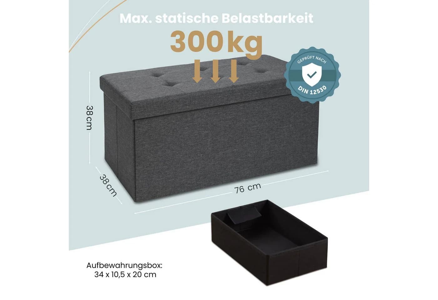 Blumtal Sitztruhe mit Stauraum Anthrazit faltbar