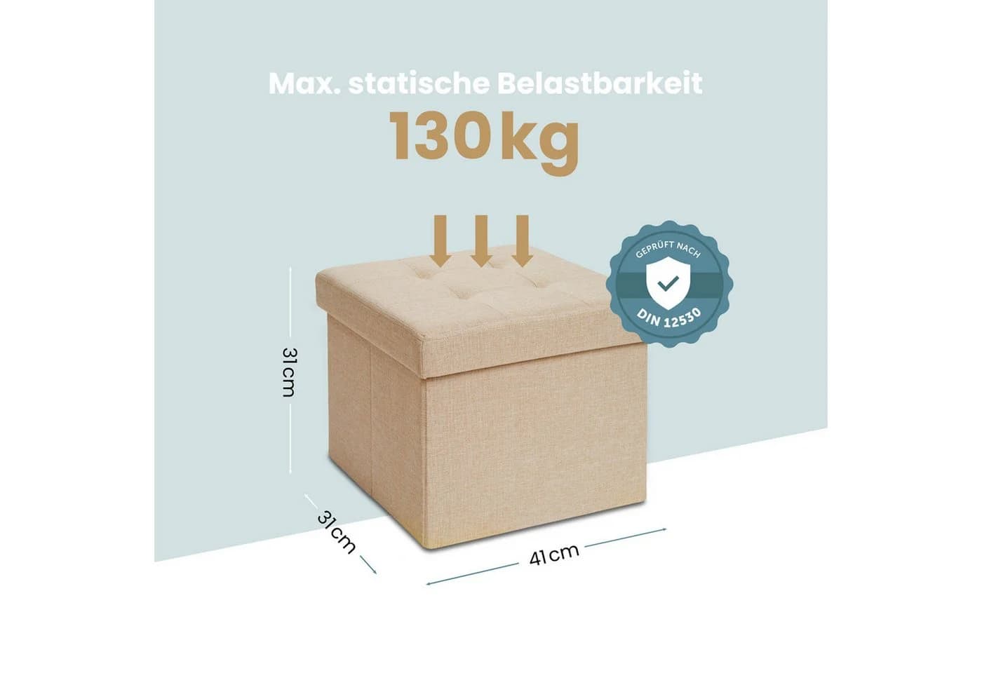 Blumtal Sitztruhe Beige Leinenimitat Stauraum Hocker