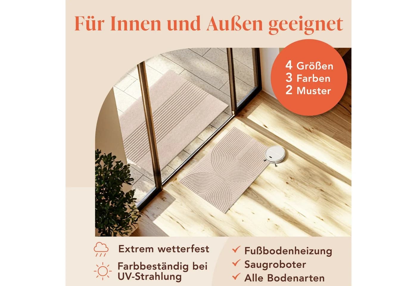 Blumal Fußmatte rutschfest Beige/Grau Schmutzfangmatte
