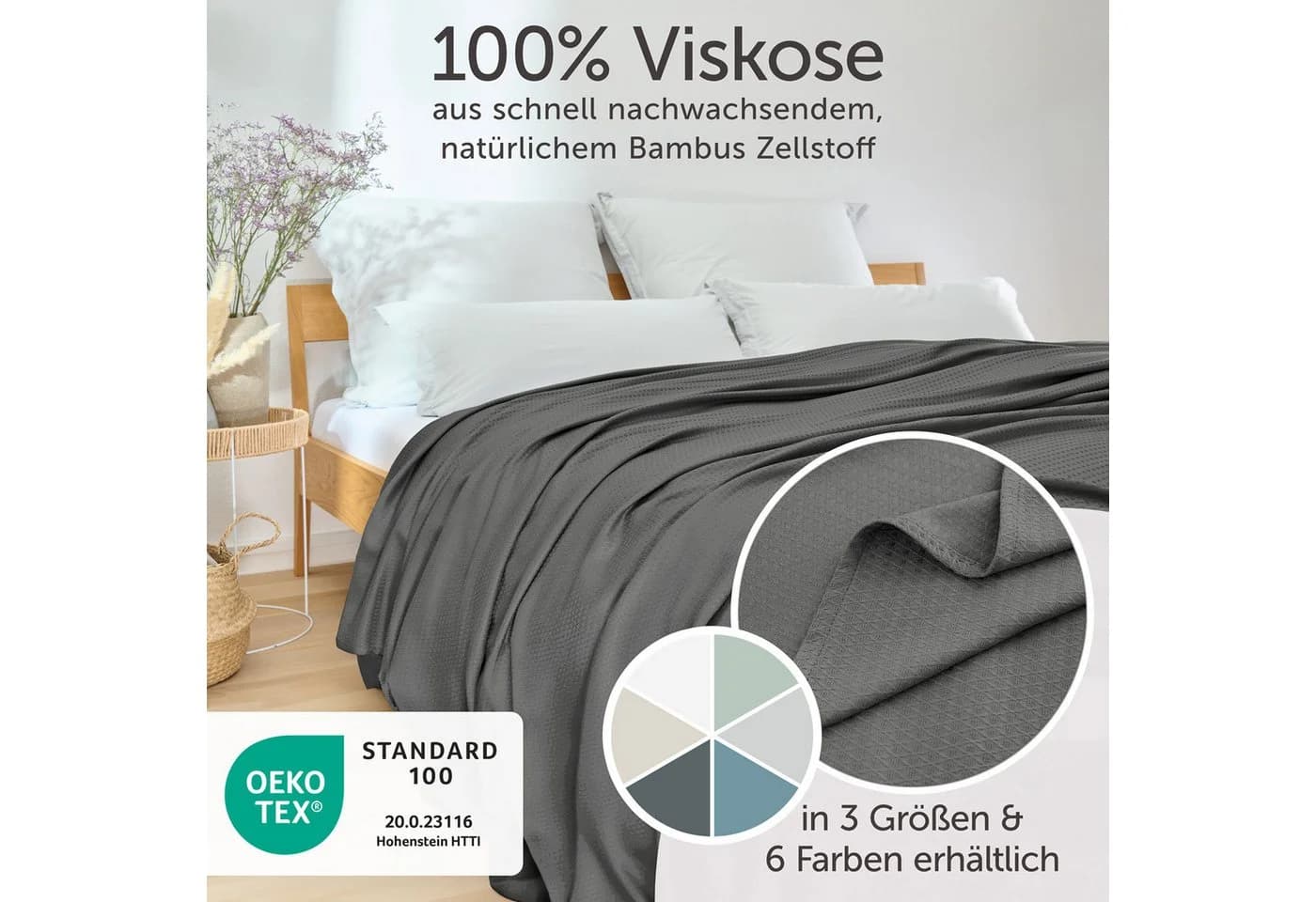 Blumtal Microfaser Sommerdecke Anthrazit Kühlend Bambus