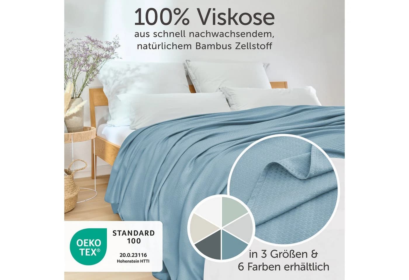 Blumtal Microfaserbettdecke Kühldecke Sommerdecke Bambus Blau