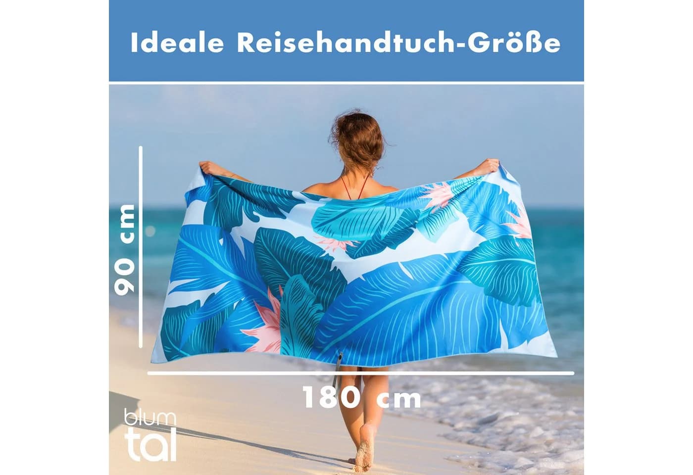 Blumtal Strandhandtuch Mikrofaser 90x180 cm Sandfrei Kompakt