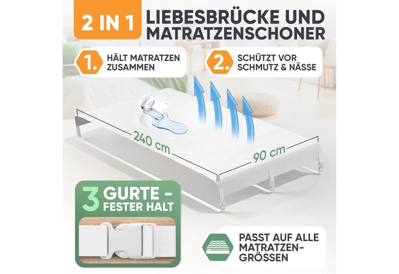 Blumtal Matratzenkeil Liebesbrücke Wasserdicht Weiß