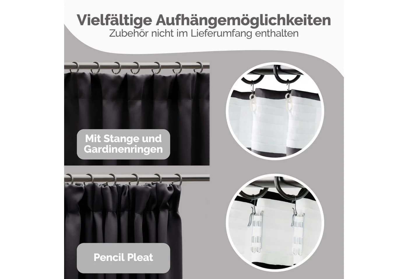 Blumtal Verdunkelungsvorhang 2er-Set Thermovorhang Wärme- & Kälteisolierend, OEKO TEX Zertifiziert mit Kräuselband