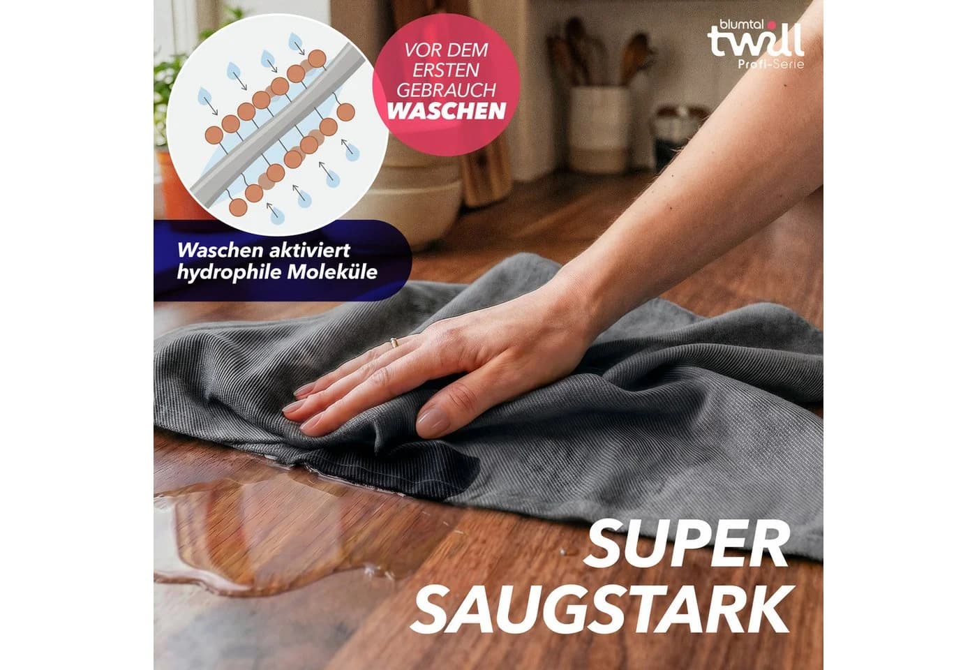 Blumtal Geschirrtuch 5er Set Anthrazit Premium Baumwolle