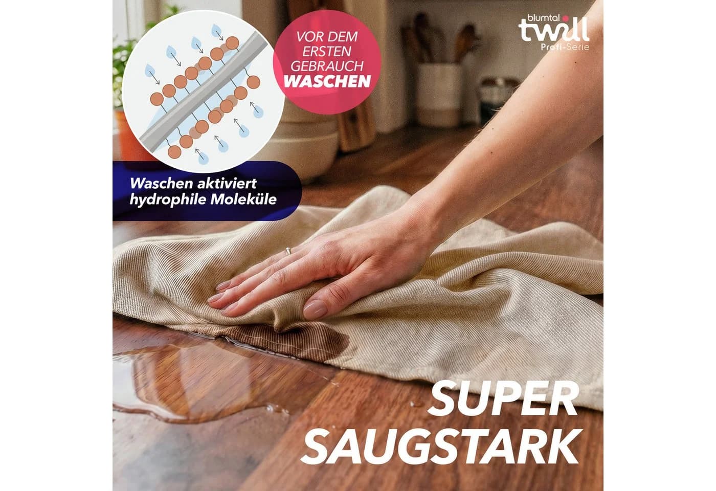 Blumtal Premium Geschirrtuch 5er Set Beige Baumwolle 50x70 cm