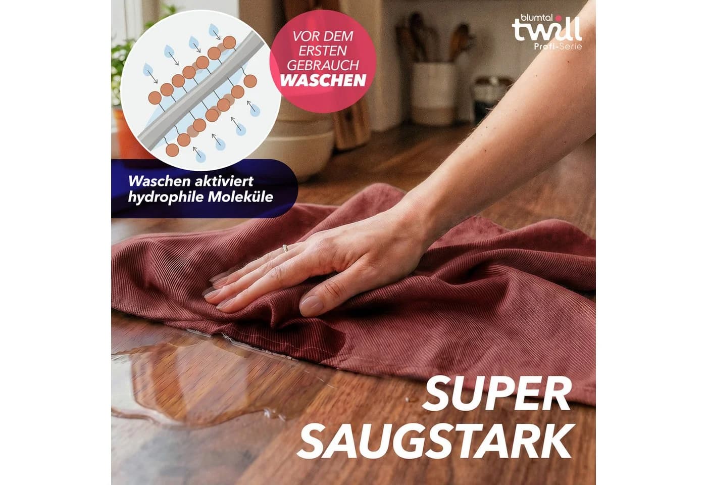 Blumtal Geschirrtuch 5er Set Premium Baumwolle Rot 50x70 cm