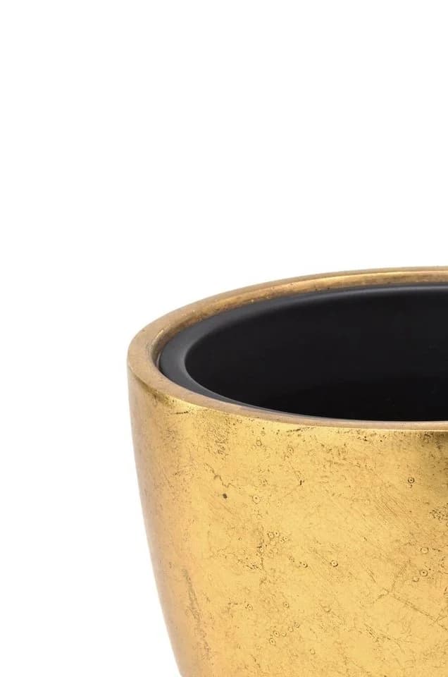 Flingora Pflanzkübel Faye Gold Fiberglas-Steingemisch mit Einsatz