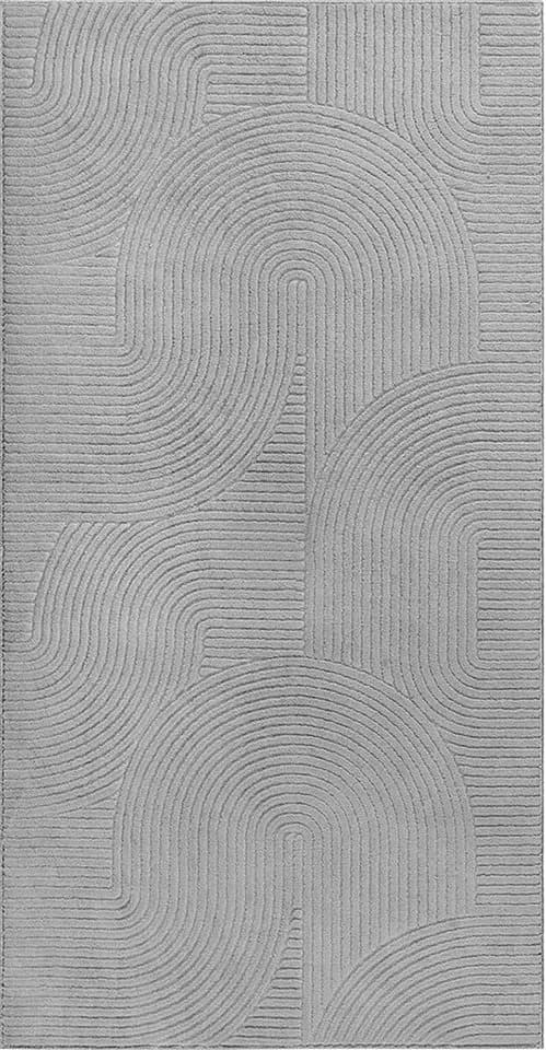 THE CARPET Rio Teppich Grau 3D-Optik Rutschfest Polyester