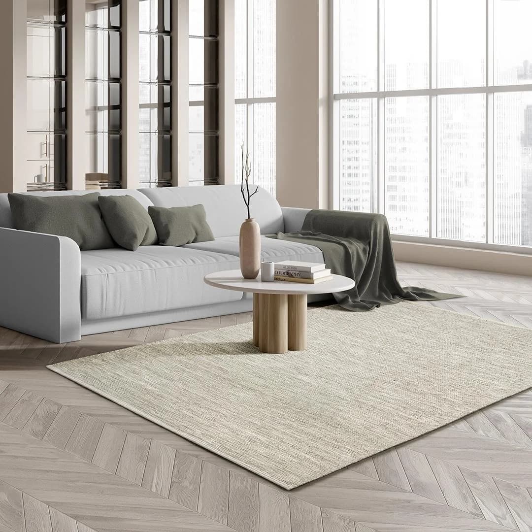 THE CARPET Wollteppich Boho Nature Wool Creme Beige Handgewebt