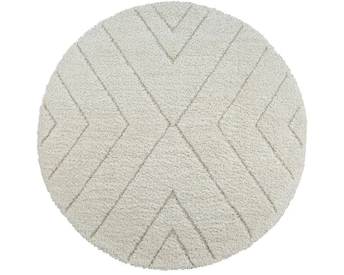 THE CARPET Bahar Shaggy Teppich Beige Grau Skandinavisch Rund