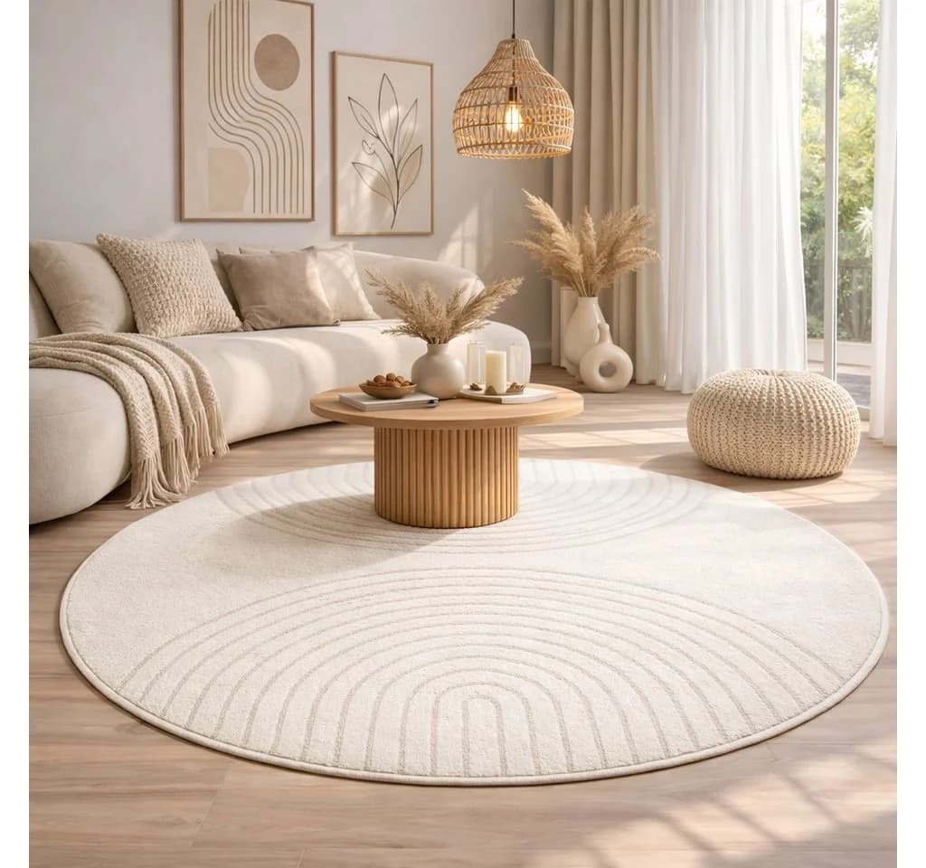 THE CARPET Elisa Teppich Creme Geometrisch Rund