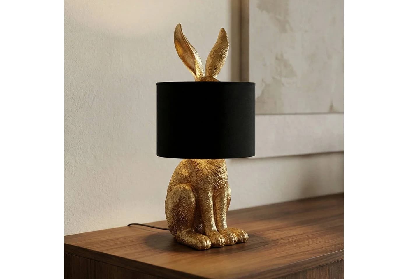 Lindby Tischleuchte Lorentina LED Schwarz Gold Hase