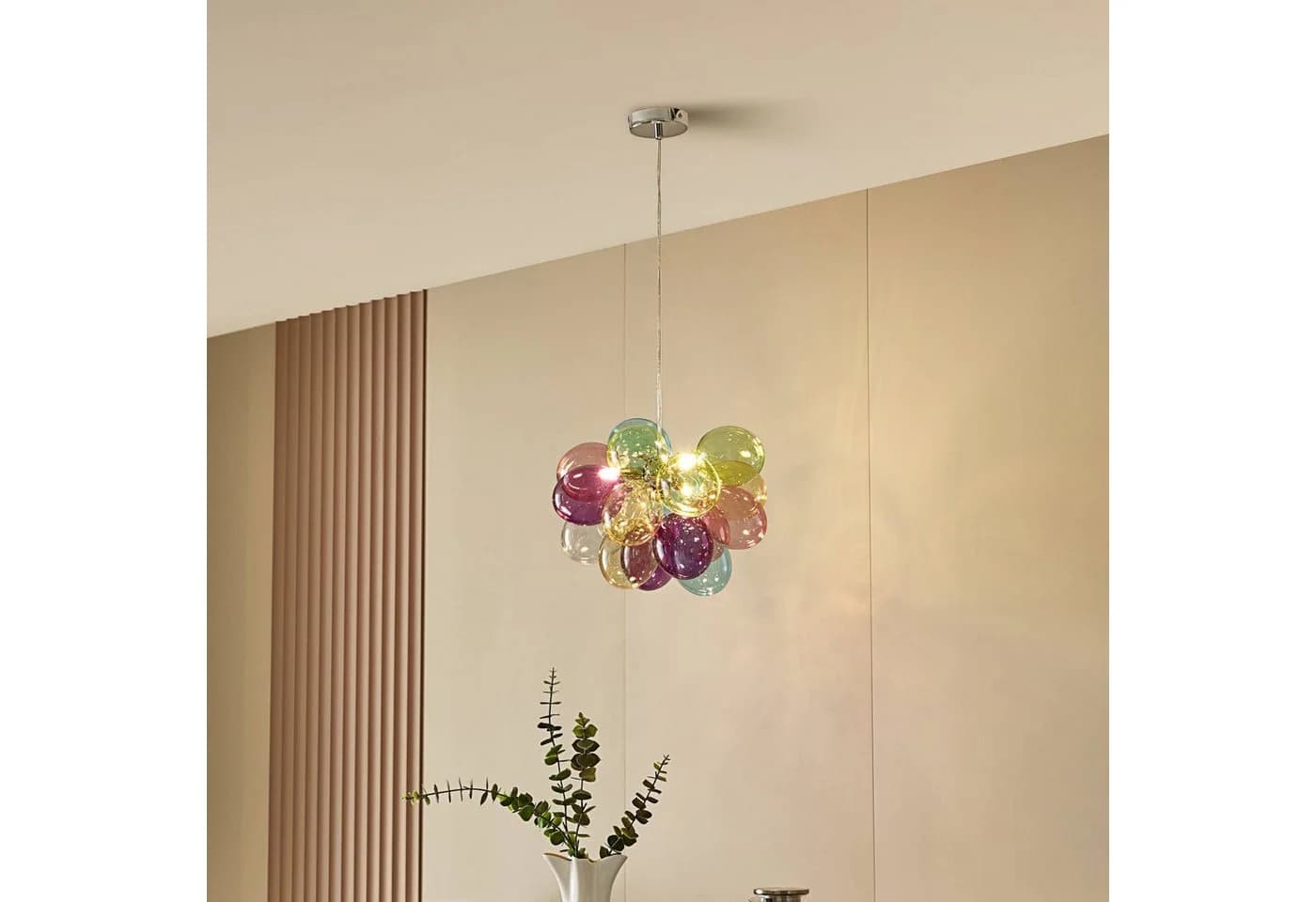 Lucande Hängeleuchte Diborah 40 cm Bunt Glas G9
