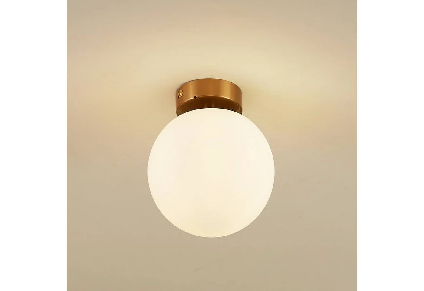 Lucande Deckenlampe Bidolo Messingfarben Glas 15 cm IP44