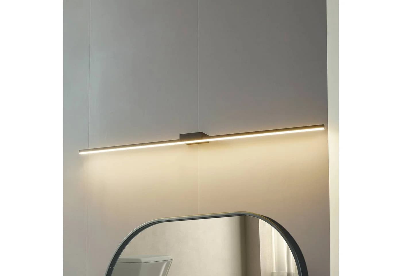Lucande LED-Spiegelleuchte Kivana Schwarz Metall 120cm IP44