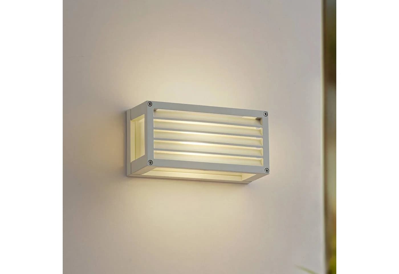 Lucande Außenwandlampe Aurelien, Weiß, Streifen