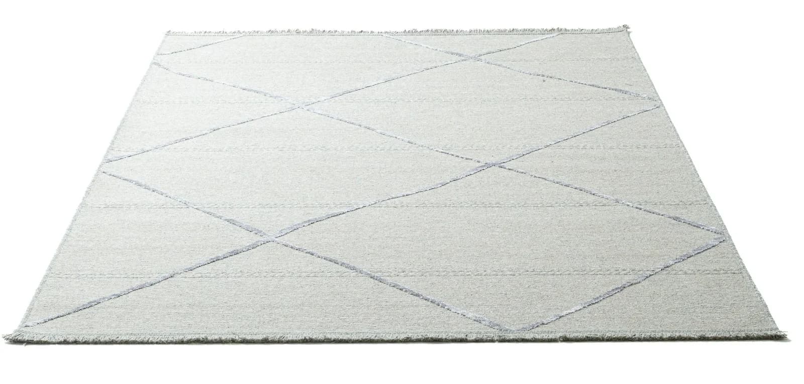 SANSIBAR Braderup Teppich Beige Rauten Design mit Fransen