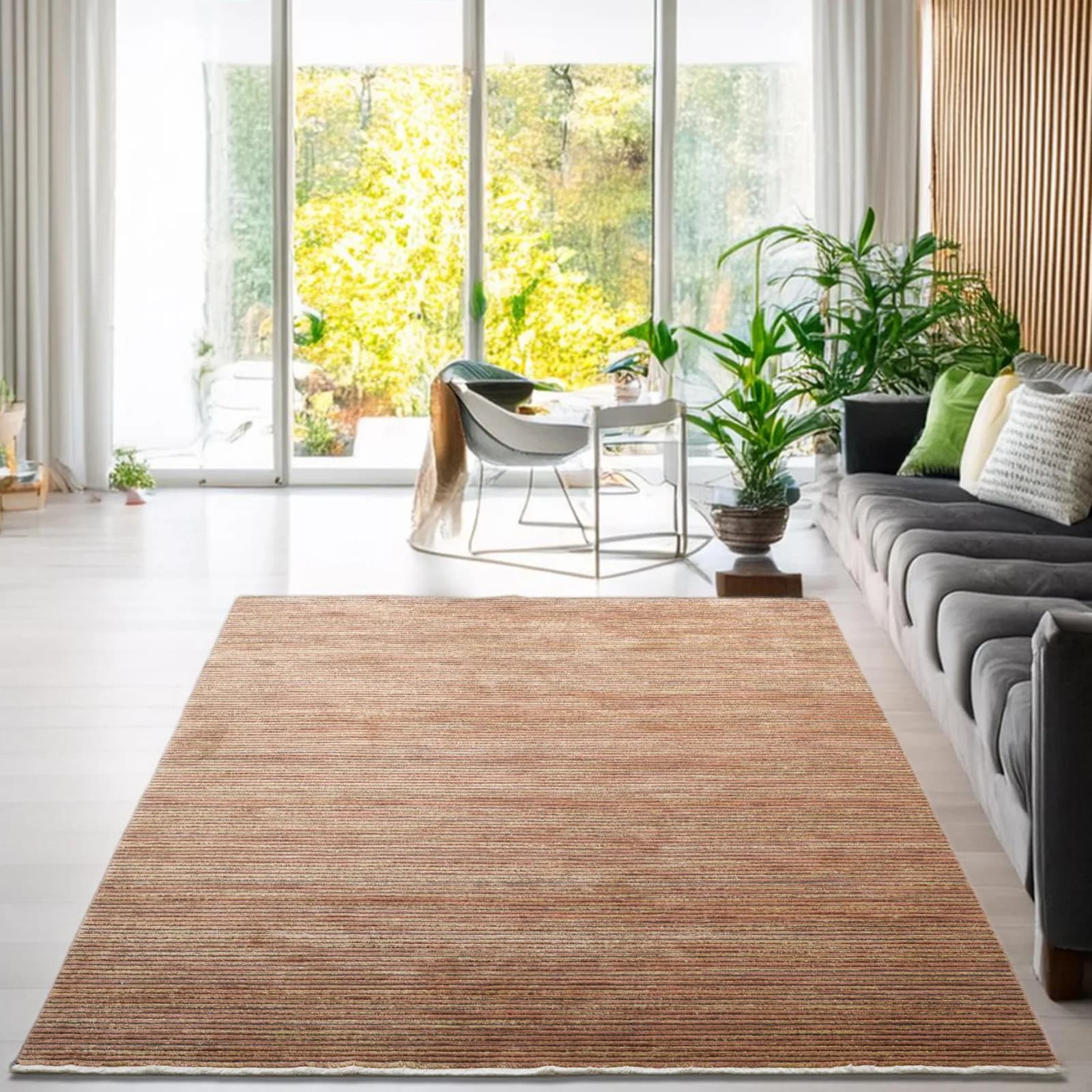 GINO FALCONE Teppich Corduletta UNI Braun Rost Modern Cord Struktur