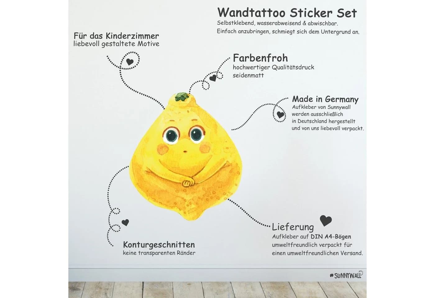 Sunnywall Wandtattoo Sweet Fruits Set 1 Wandsticker für Küche oder Kinderzimmer