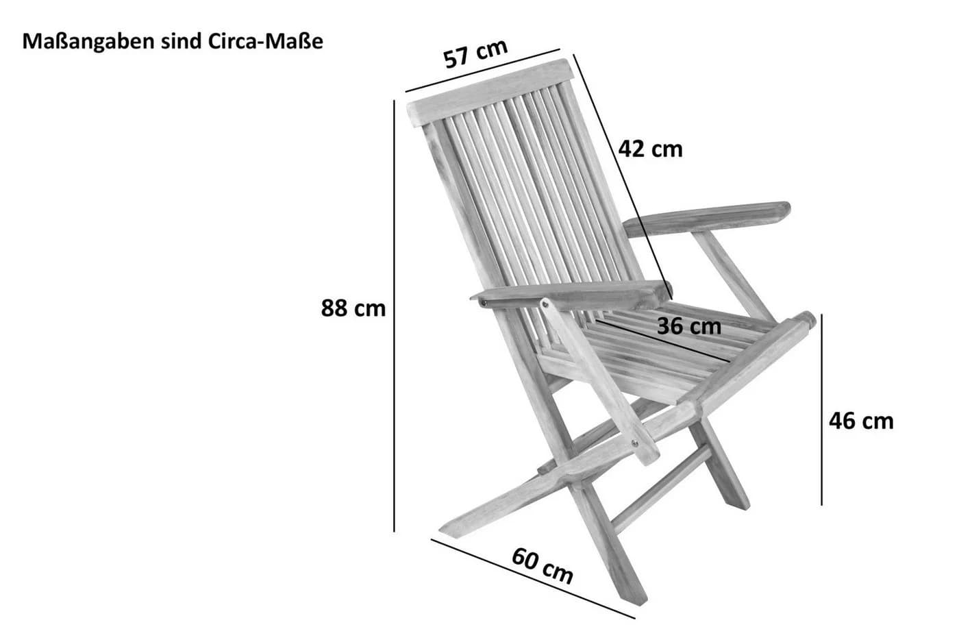 SAM® Gartenstuhl Alcudia Teakholz massiv klappbar mit Armlehnen