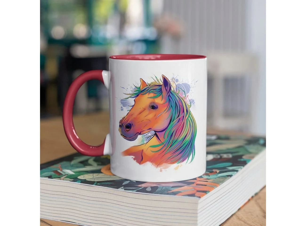 WS-Trend Kaffeetasse Pferd Motiv Keramik 330 ml Rot