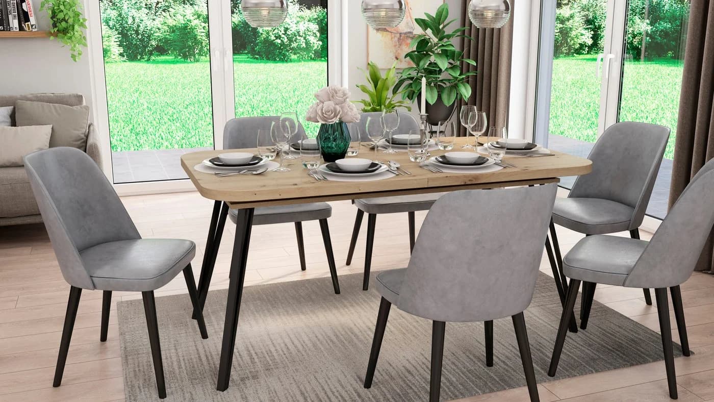 BYLIVING Kulissentisch Life Ausziehbar Artisan Eiche Schwarz