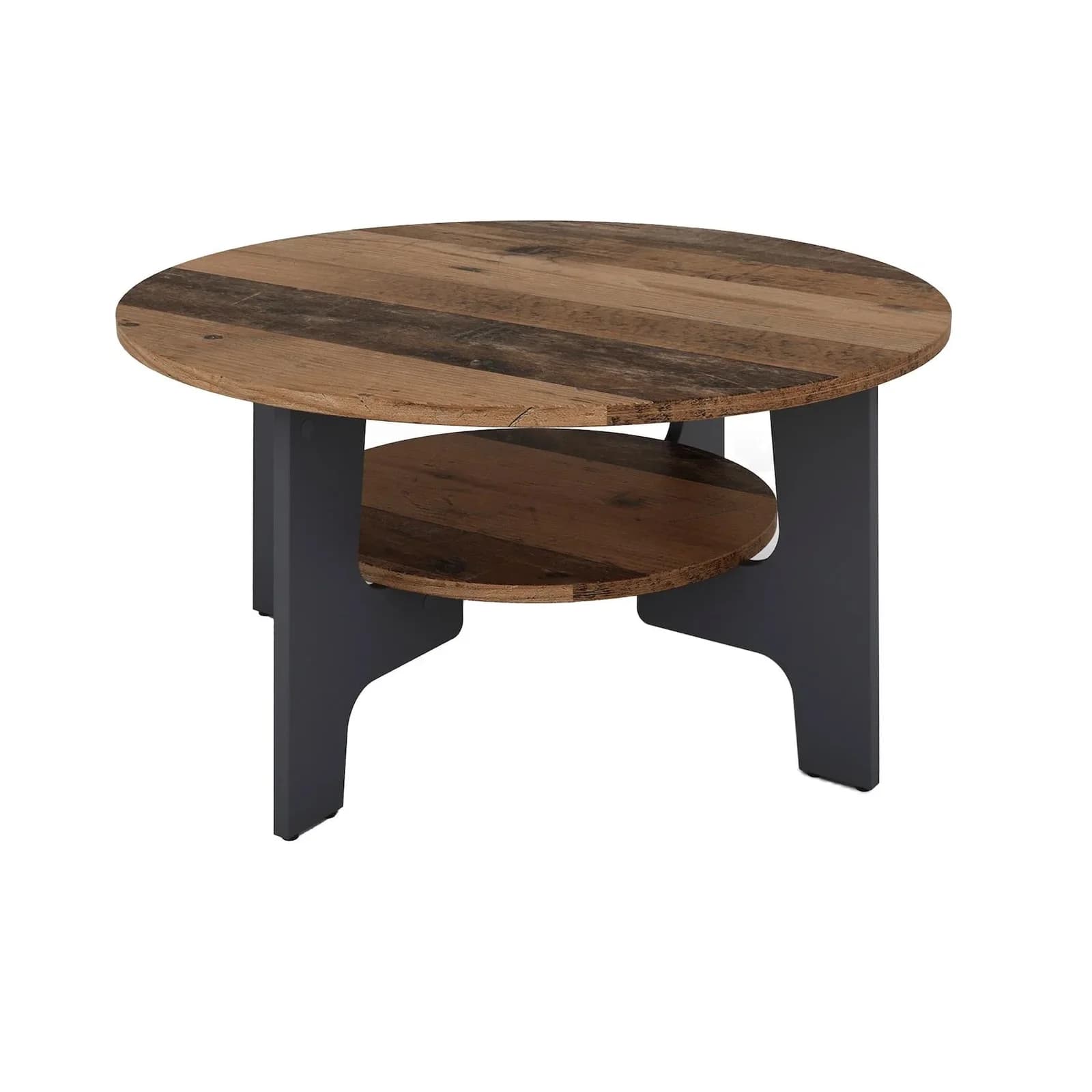 byLIVING Couchtisch Jonny Rund mit Ablageboden Old Wood/Anthrazit
