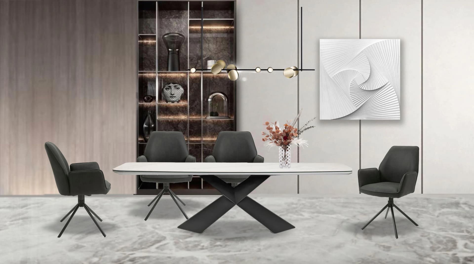 BYLIVING Esszimmerstuhl Blair 2er-Set Grau Anthrazit Metall Drehbar