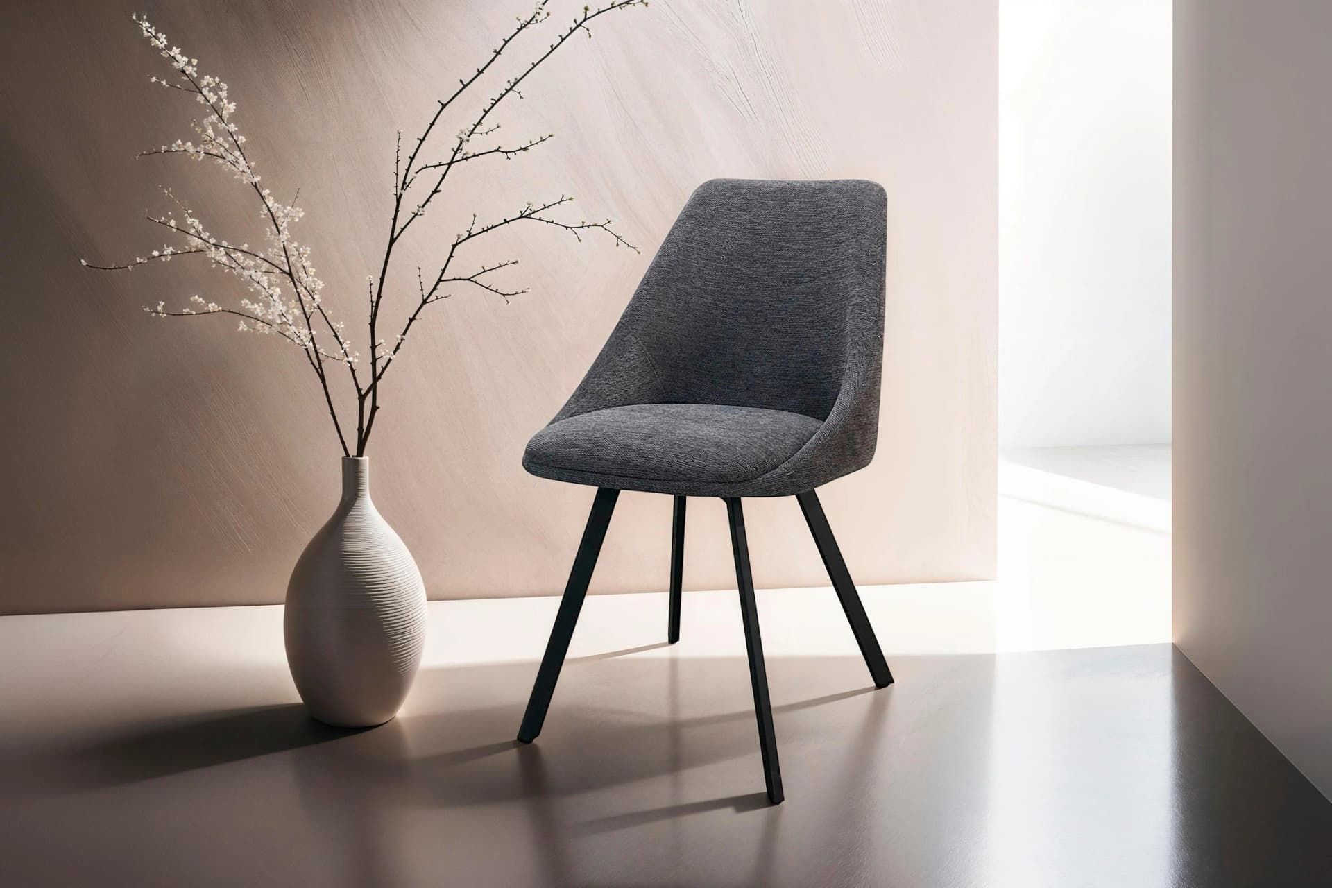 byLIVING Esszimmerstuhl Jasper 2er-Set Grau Anthrazit Metall