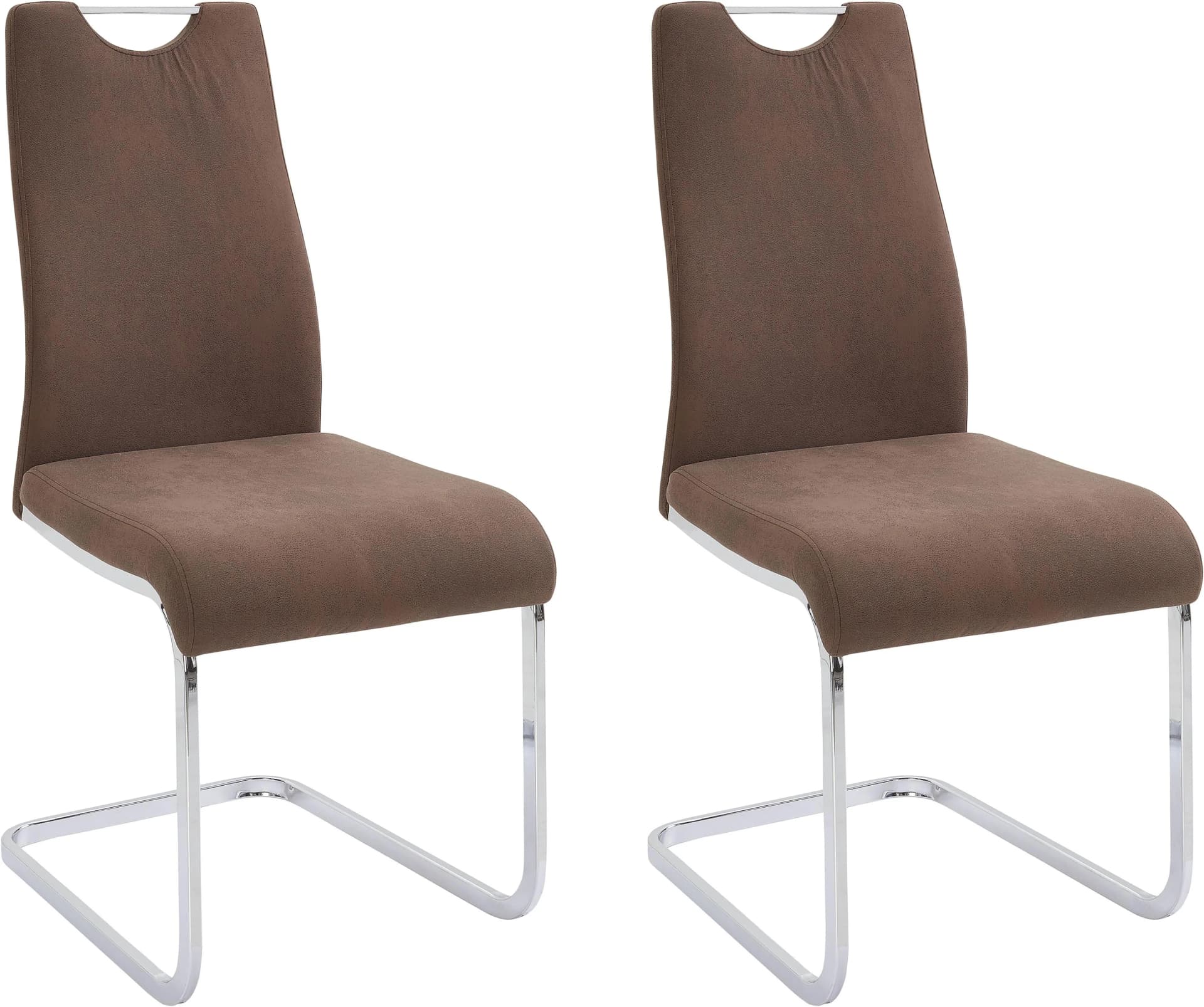 HOME AFFAIRE Milano Esszimmerstuhl Vintage Braun Silber Freischwinger