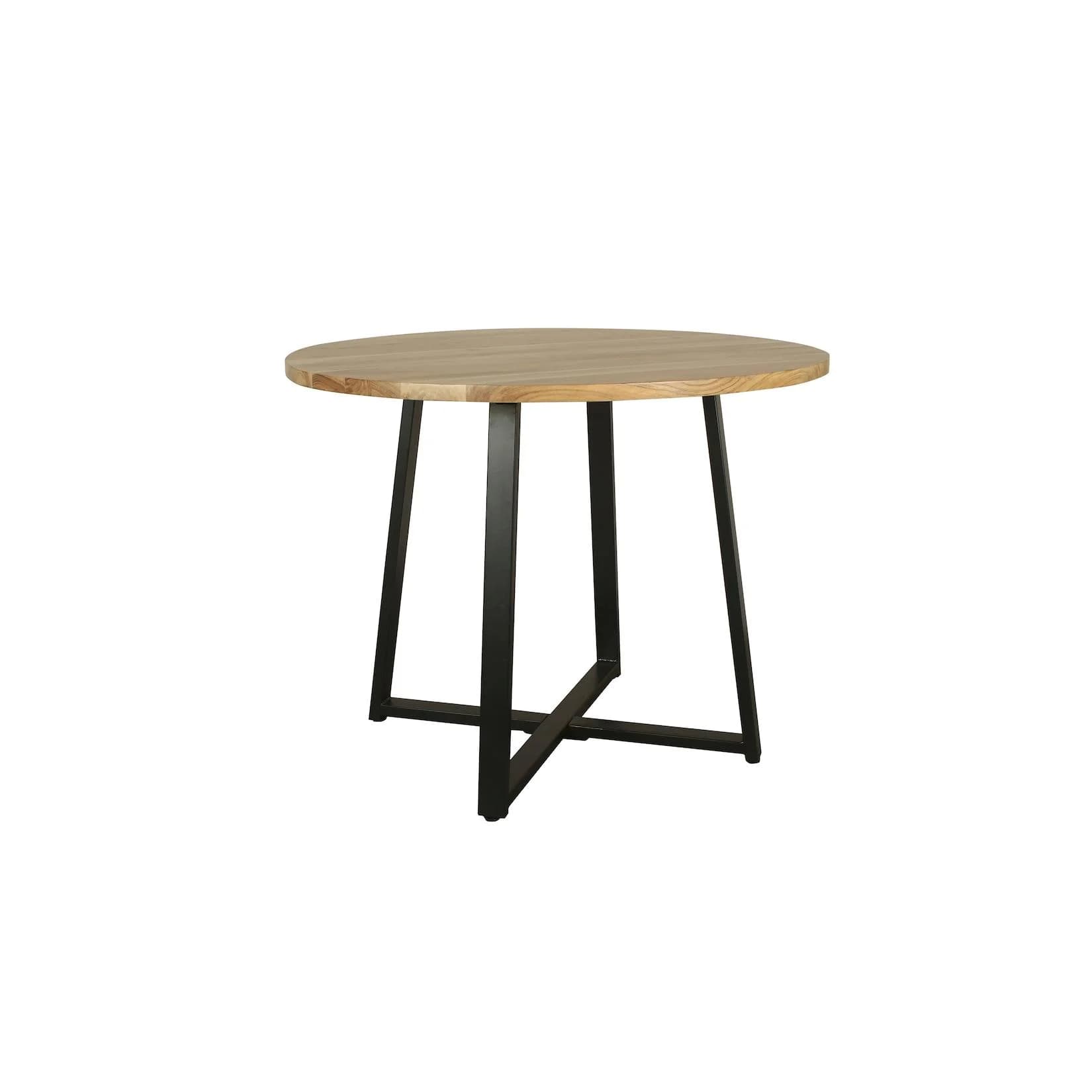 byLiving Esstisch Arrow Rund Massivholz Akazie Natur Schwarz