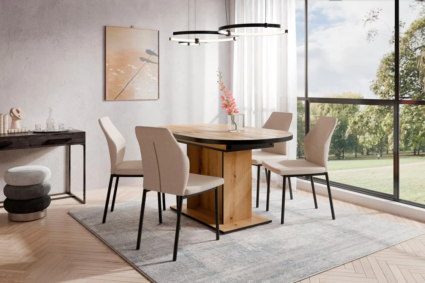 OTTO HOME Esstisch Basel Ausziehbar Eiche Schwarz Oval