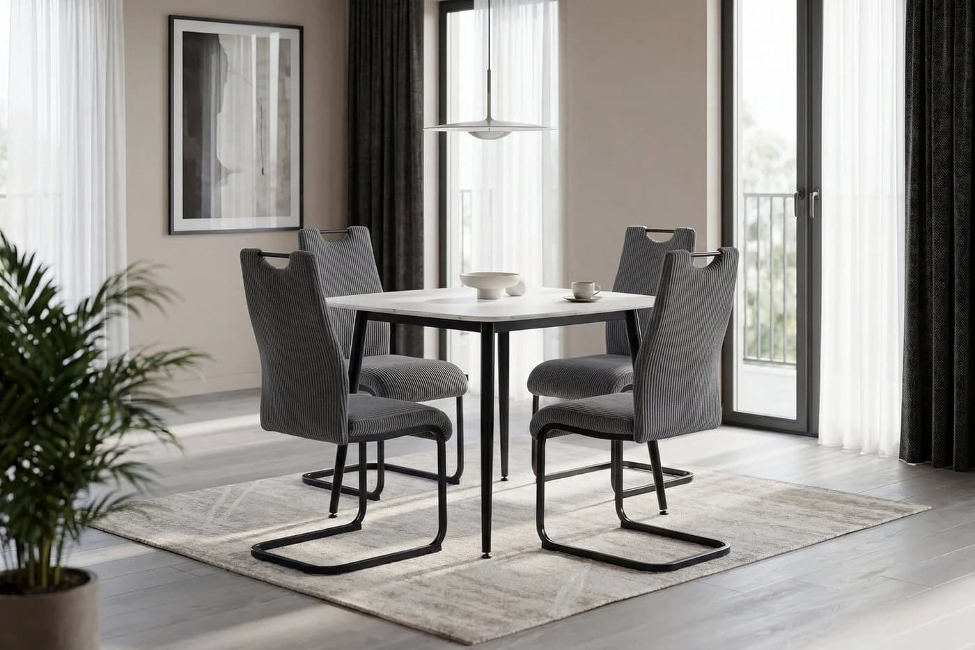 BYLIVING Freischwinger CAPRI 2er-Set grau/schwarz