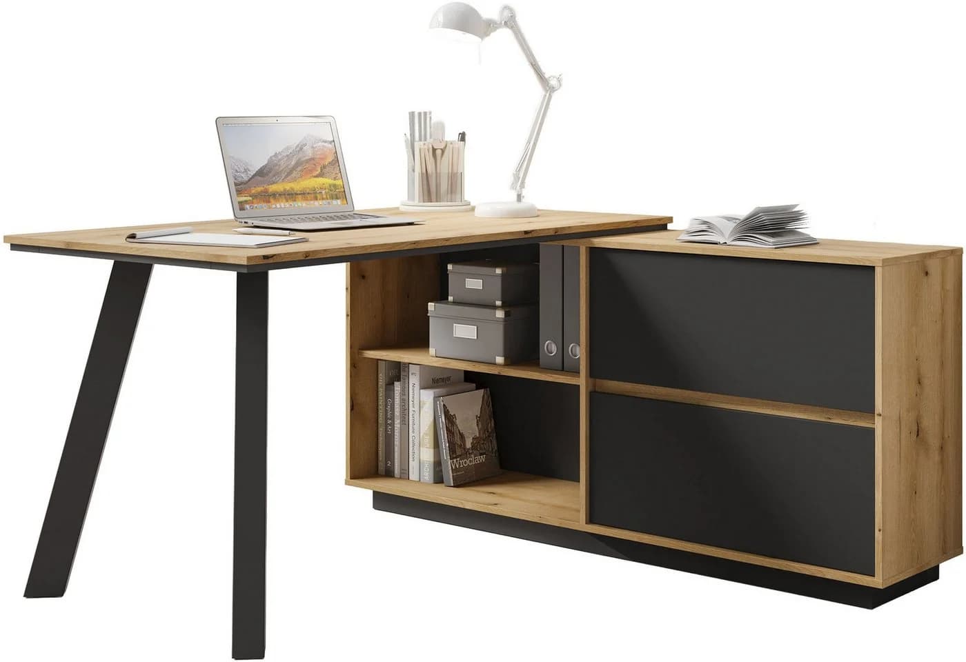 byLIVING Schreibtisch TALOS Eckschreibtisch L-Form Eiche Braun