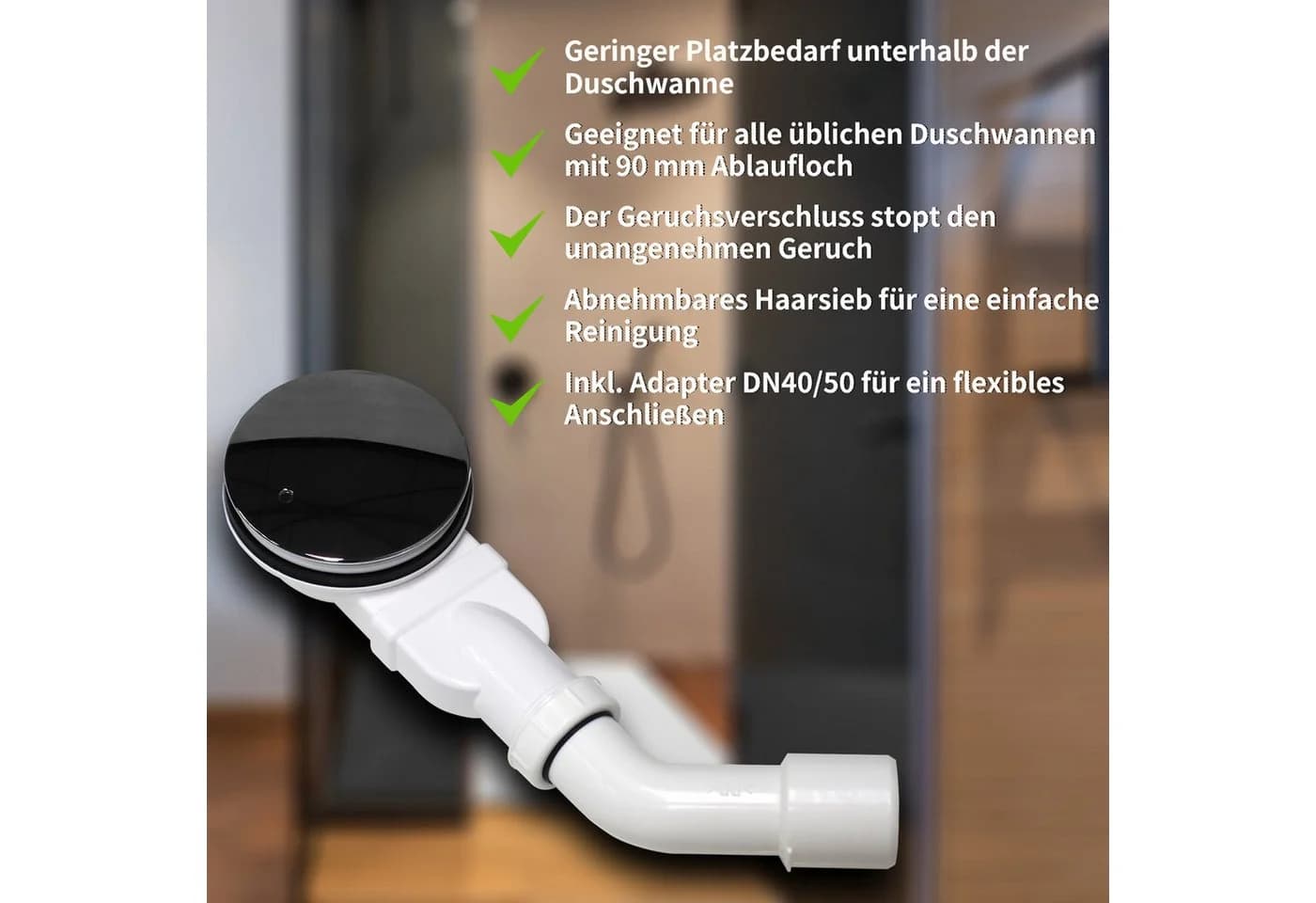 WITEN&NOCK Duschablauf Set extraflach verchromt