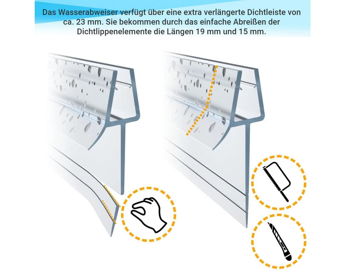 WITEN&NOCK Duschdichtung 2er Set Transparent Abreißbar