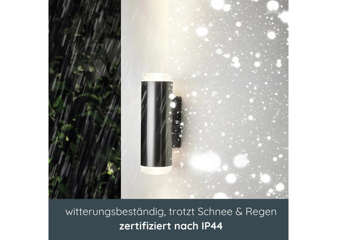 MeLiTec LED Wandleuchte 145-1 Edelstahl Schwarz Matt/Silber IP44