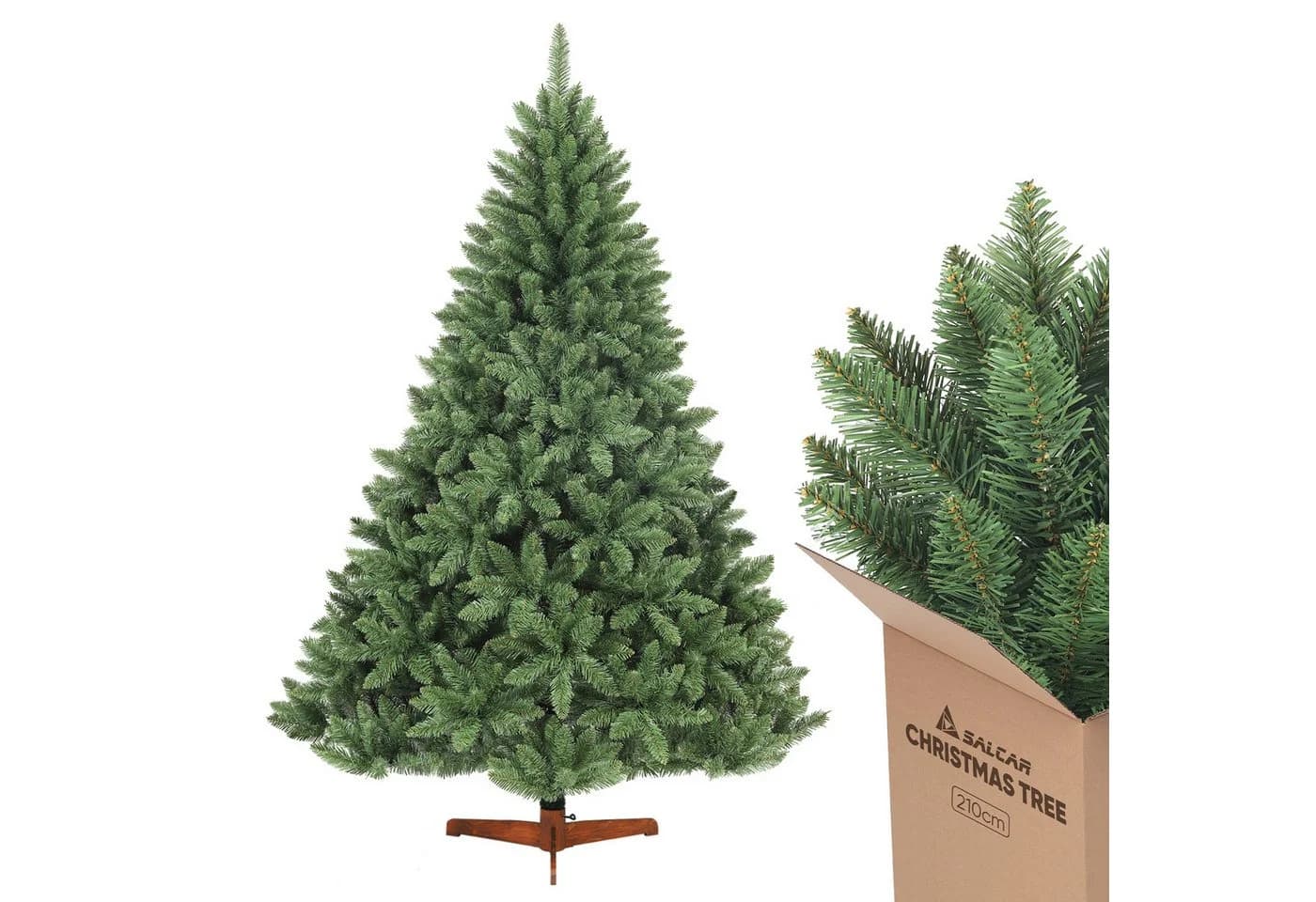 Salcar Künstlicher Weihnachtsbaum Nordmanntanne PVC mit Holzständer