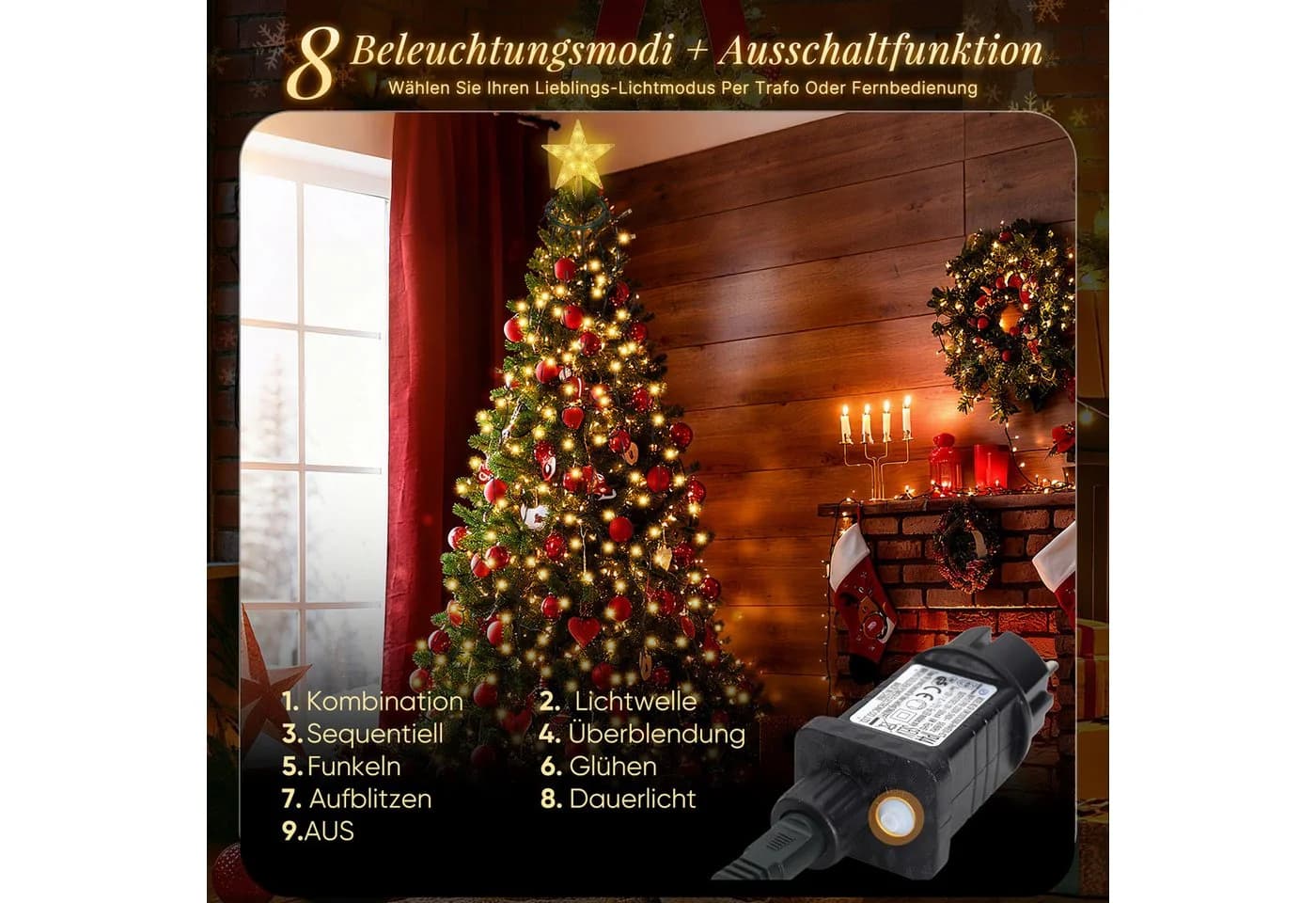 Salcar LED-Lichterkette 260 LEDs 15m mit Fernbedienung