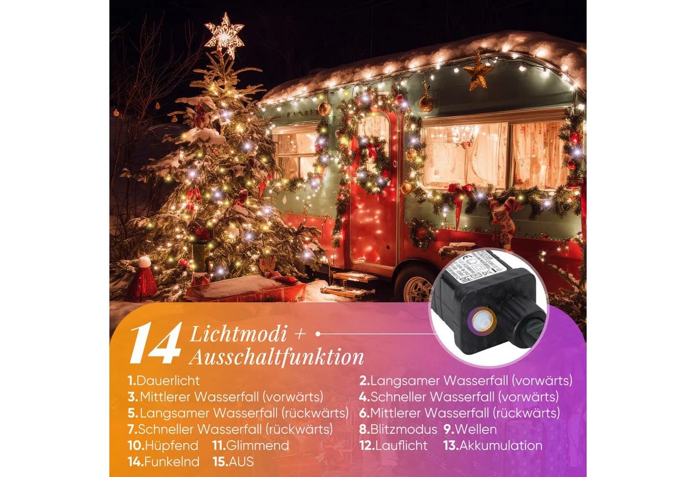 Salcar LED-Lichterkette 3m 160 LED Warmweiß & Kaltweiß