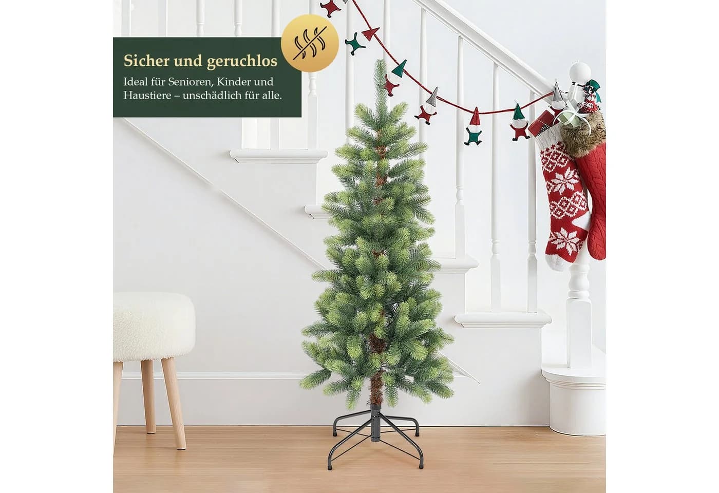 Salcar Künstlicher Weihnachtsbaum 120cm PE Schmal Tannenbaum Grün