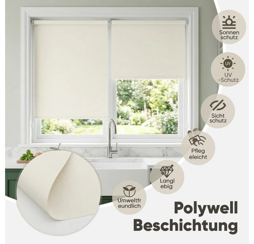 Sekey Seitenzugrollo Verdunkelungsrollo ohne Bohren