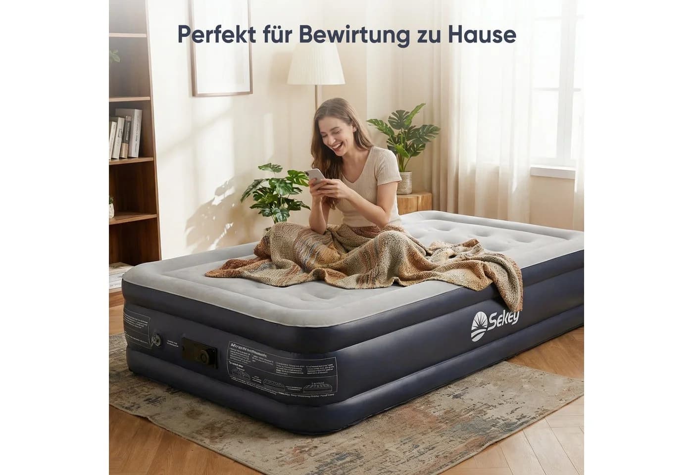 Sekey Luftbett mit Pumpe Grau 203x102x40cm